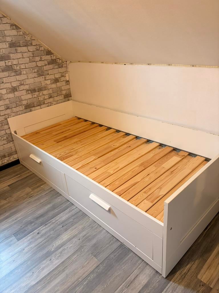 Uitschuifbaar bed, Huis en Inrichting, Slaapkamer | Bedden, Ophalen, Wit, Tweepersoons, 200 cm