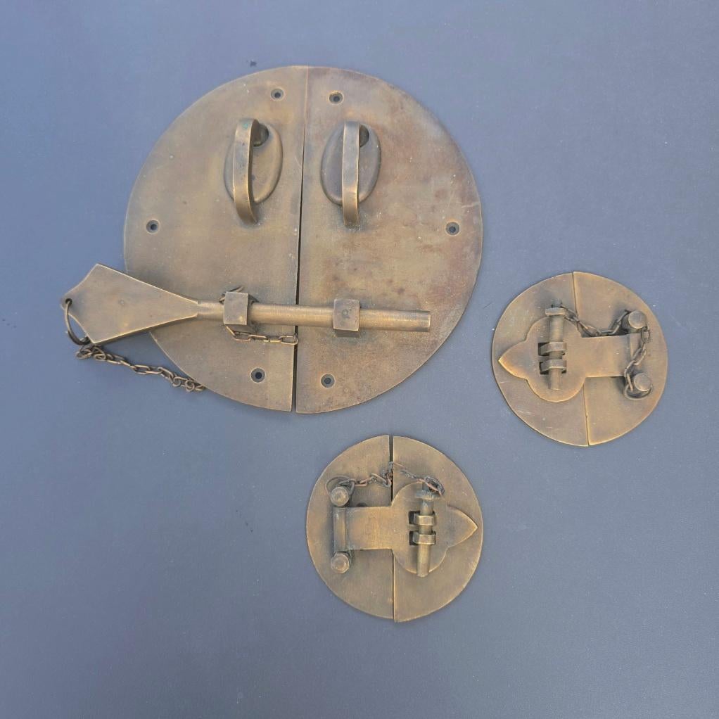 Authentiek Chinees Meubelbeslag - Messing Kastsluitingen (3), Antiek en Kunst, Ophalen of Verzenden