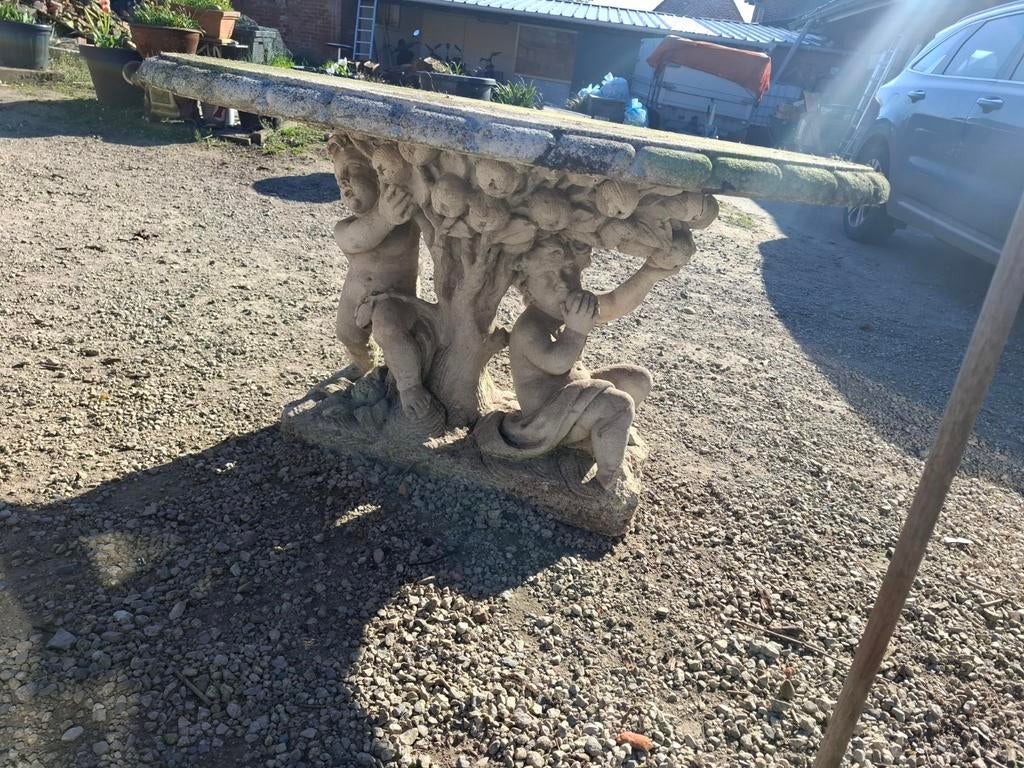 Betonnen tafel en stoelen, Ophalen, Gebruikt, Tuinset, Eettafel