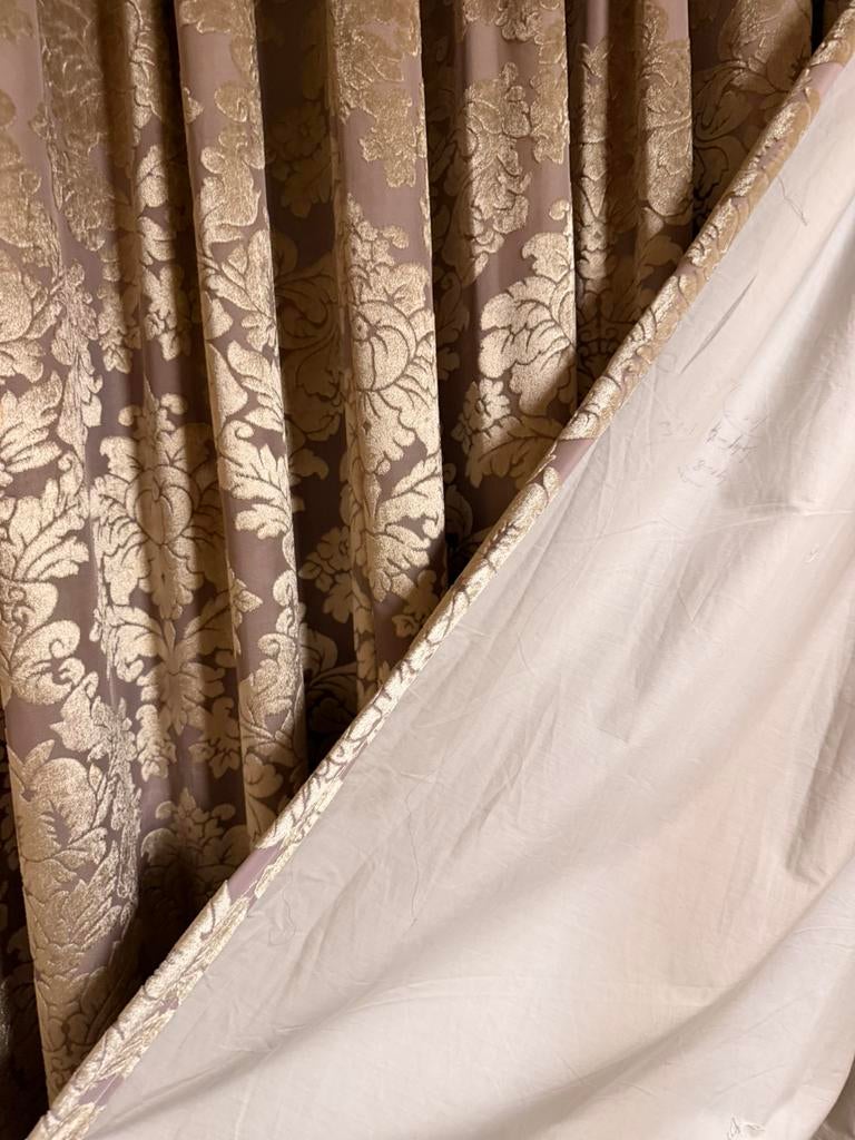 Luxe Gordijnen + Vitrage – Goud Desig, Huis en Inrichting, Ophalen, Zo goed als nieuw, Beige