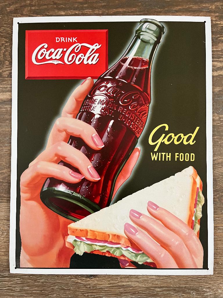 Coca Cola reclame bord - plakkaat 40 x 32 cm, Verzamelen, Ophalen, Zo goed als nieuw, Reclamebord