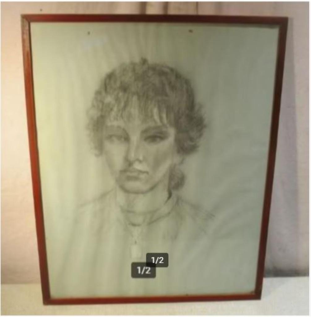 Beau dessin « Femme aux yeux sensuels » - Odette Hellebuyck, Antiquités & Art, Enlèvement ou Envoi