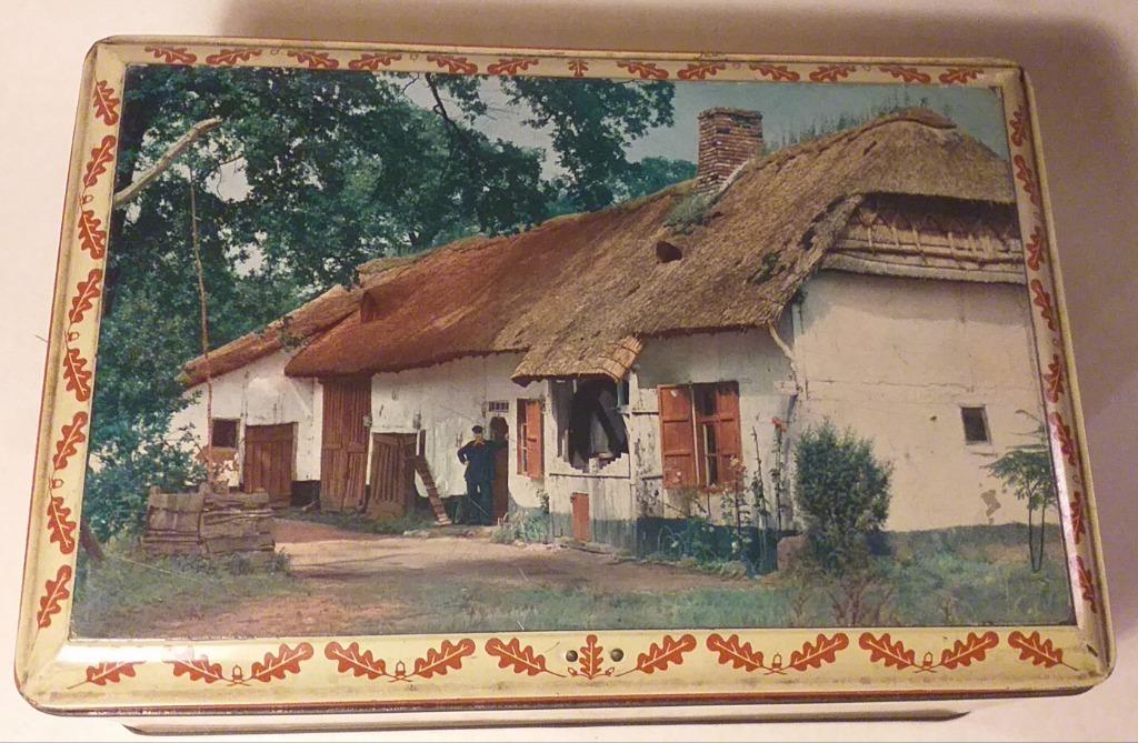 Grote oude blikken doos Bokrijk + sleutel, Enlèvement ou Envoi