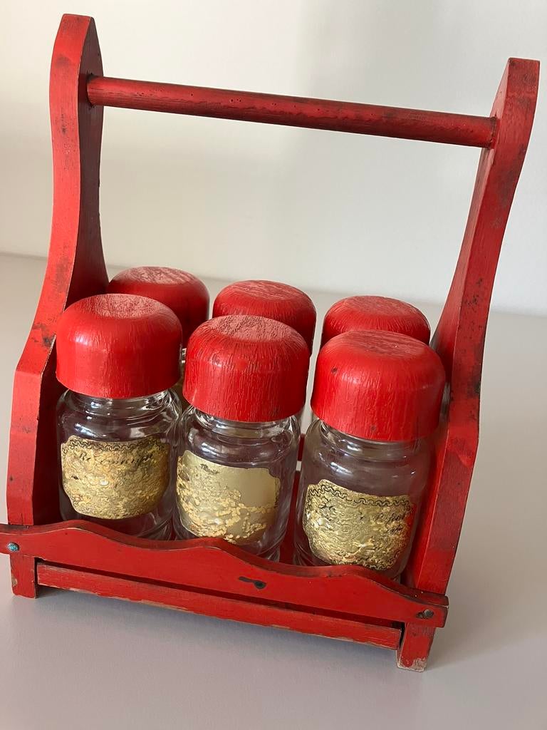 VINTAGE houten, draagbaar kruidenrekje., Ophalen of Verzenden