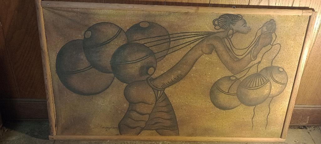 Canvas op houten schilderij gesigneerd MAKABAYE M.Lomdu,n332, Ophalen