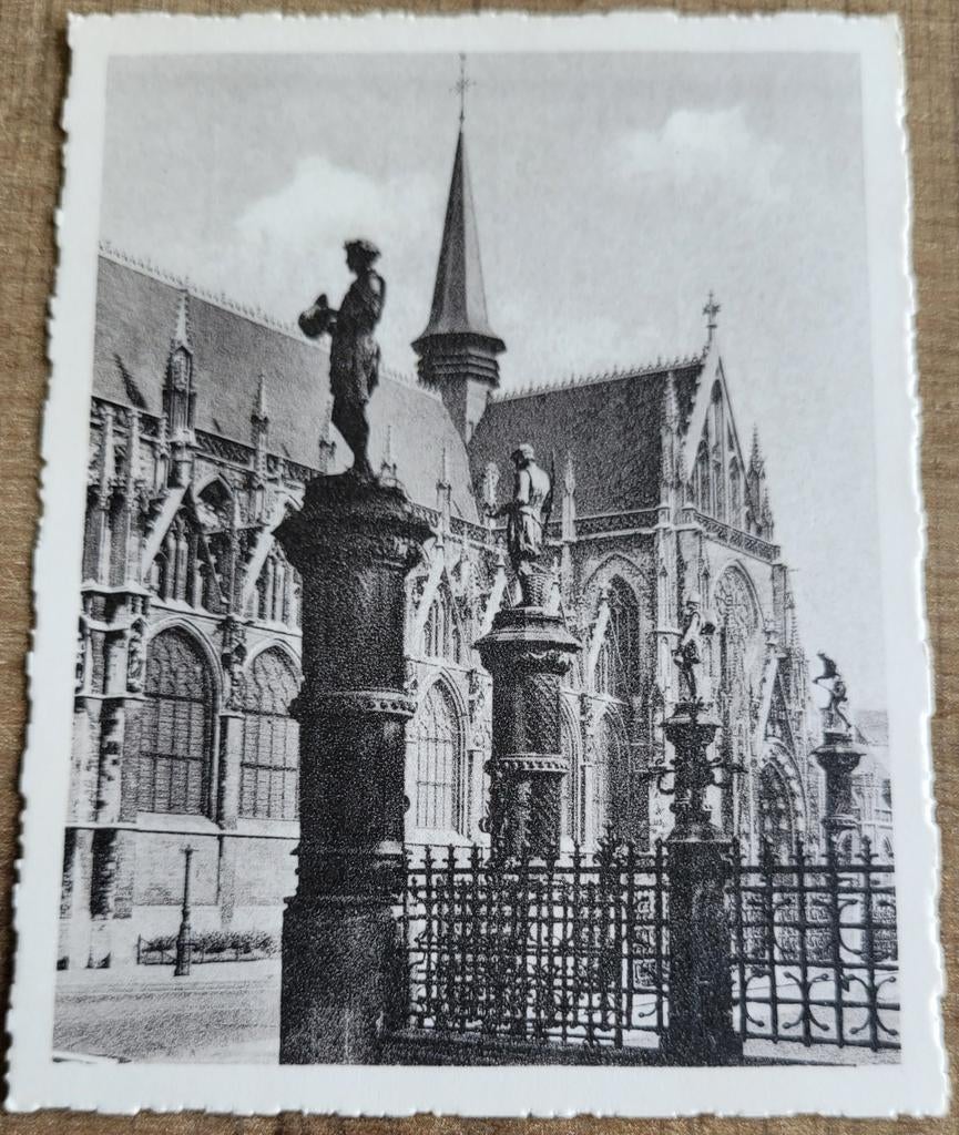 Oude fotoprent: O.-L.-Vrouw van de Zavel, Brussel, Enlèvement ou Envoi, Utilisé, Bâtiment, Gravure