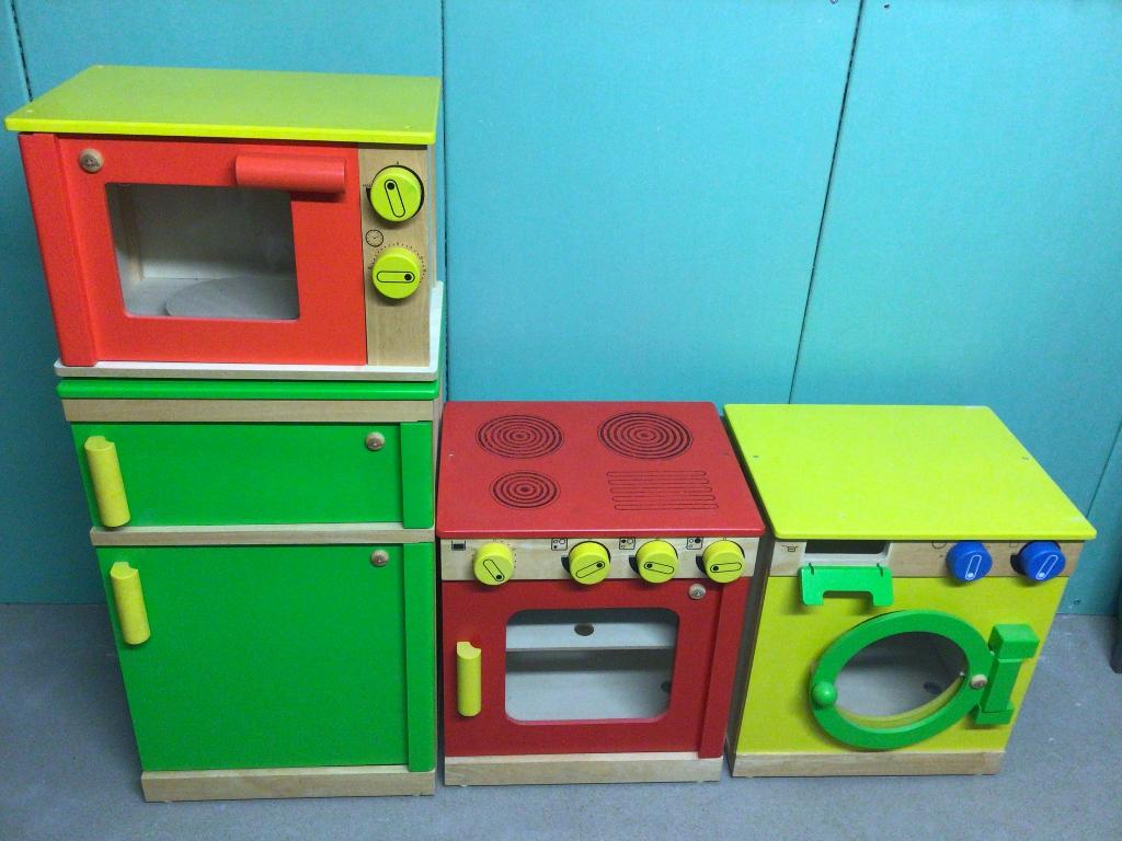 Kinder  houten speelgoed keuken en wasmachine, Enlèvement, Utilisé, Meuble ou Kitchenette