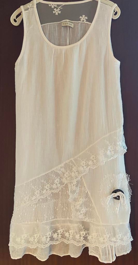 Robe d'été blanche sans manches avec haut en dentelle, Neuf, Taille 38/40 (M), Enlèvement ou Envoi, Dioxide