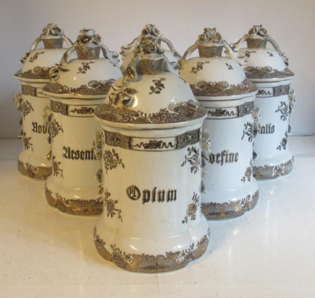 unieke 19eeuwse porseleinen apothekers potten, Antiek en Kunst, Verzenden