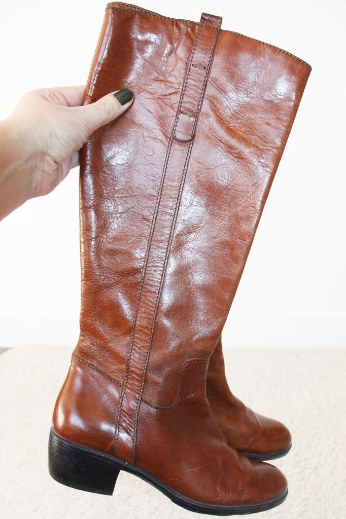 Mooie Gevoerde Leren Freeflex Laarzen -s13 (Maat 38) € 50,-, Hoge laarzen, Bruin, Verzenden, Zo goed als nieuw