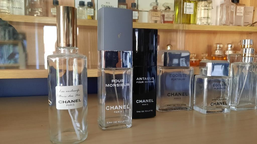 Lot de flacons Chanel, vides, pour collection, Collections, Enlèvement ou Envoi, Utilisé, Bouteille de parfum