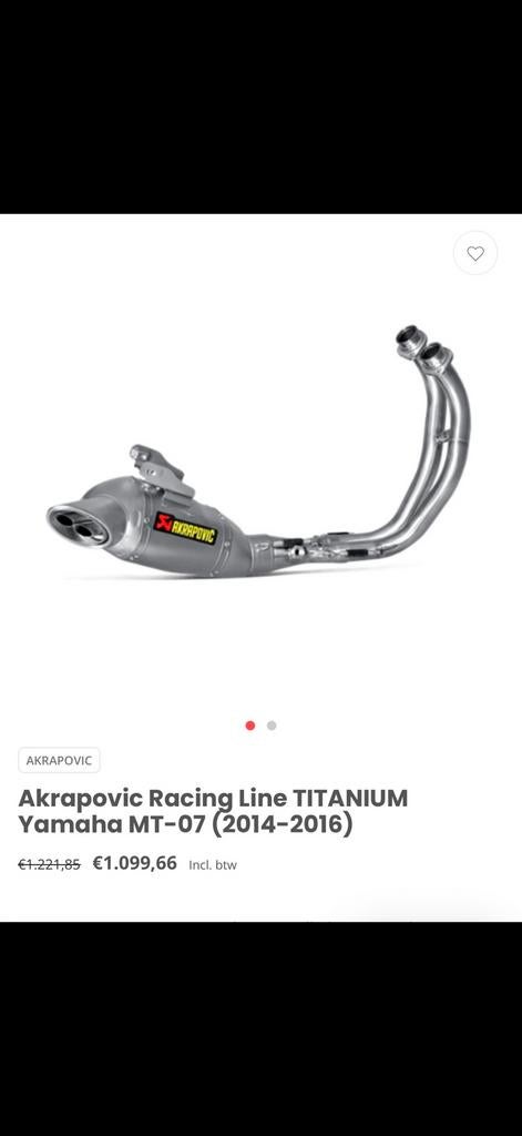 Yamaha MT-07 2015-16 titanium akrapovic uitlaat TE KOOP, Motoren, Ophalen of Verzenden, Gebruikt