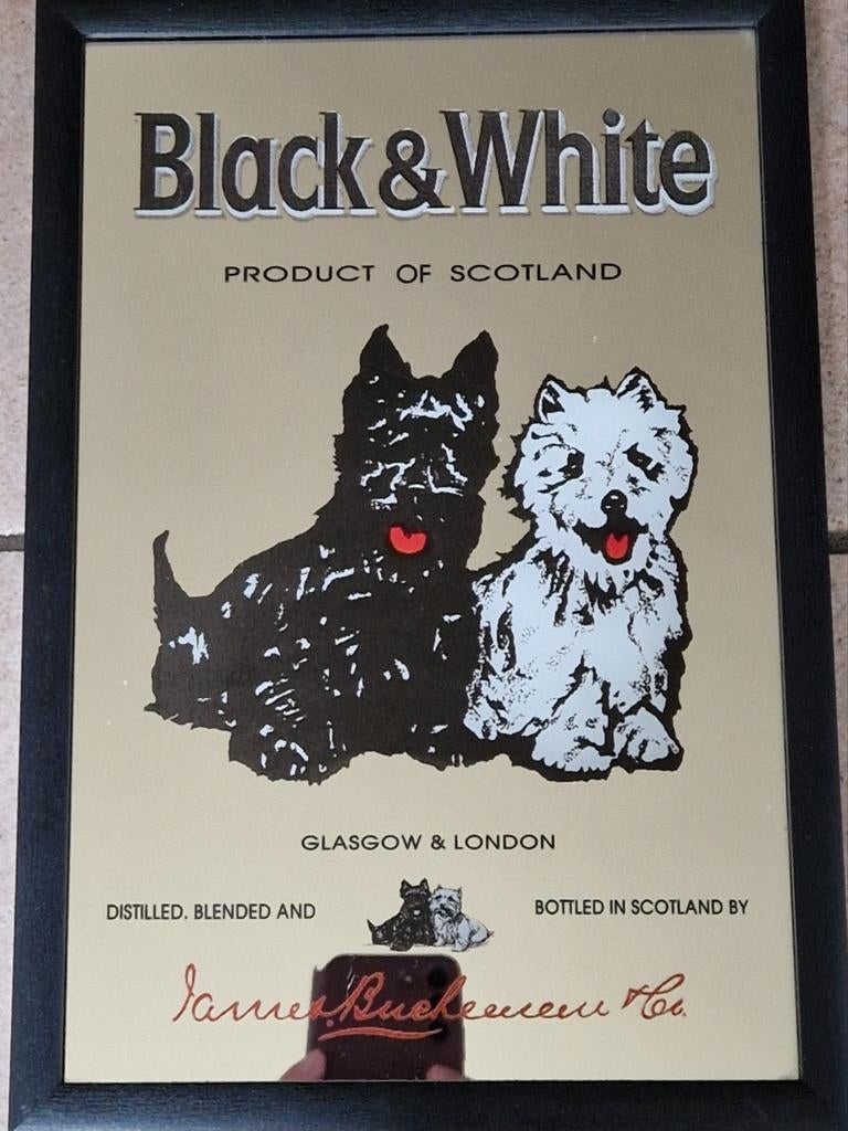 Black & White | Whisky bottled in Scotland | spiegel, Ophalen of Verzenden, Gebruikt