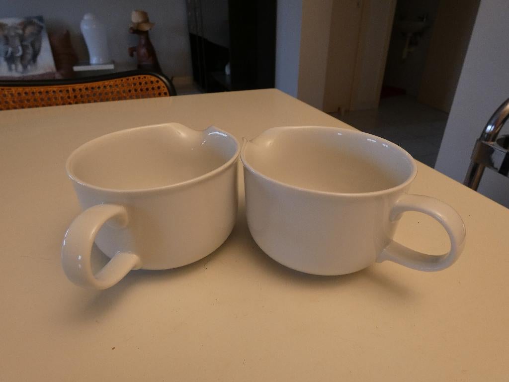 Set van 2 sausschaaltjes, Gebruikt, Ophalen of Verzenden, Kom(men), Effen