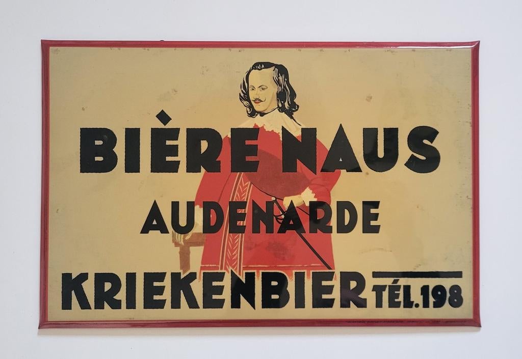 Panneau publicitaire en glacoide Bière Naus., Collections, Enlèvement ou Envoi