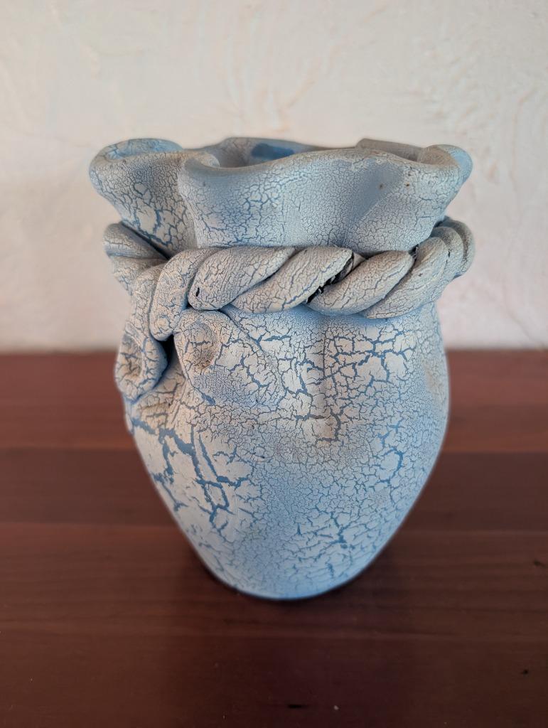 Terracotta vaas / bloempot: blauw, Ophalen of Verzenden, Zo goed als nieuw