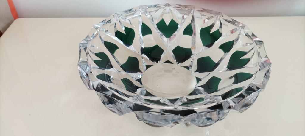 ANCIENNE VASQUE CRISTAL VAL SAINT LAMBERT - VERT, Antiquités & Art, Antiquités | Verre & Cristal, Enlèvement