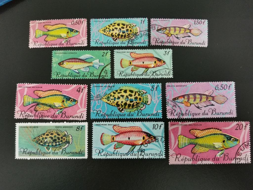Burundi 1965 - vissen, Enlèvement ou Envoi, Autres pays, Affranchi