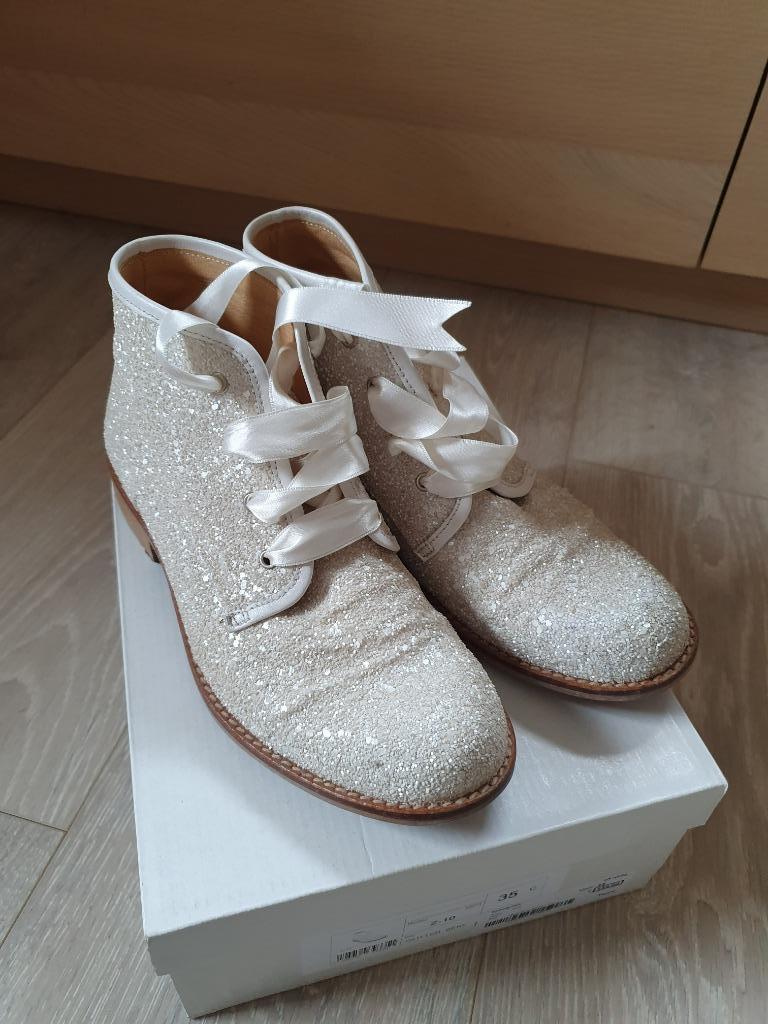 Beige glitter laarsjes maat 35, Meisje, Ophalen of Verzenden, Mimilu, Laarzen