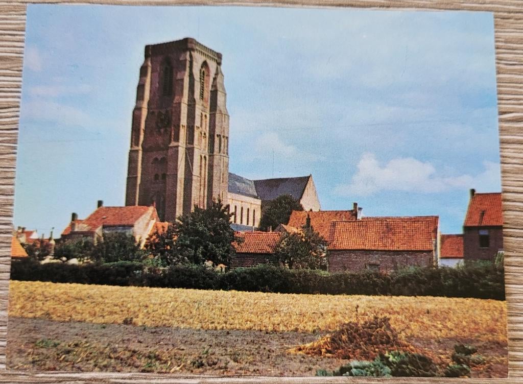 Oude fotoprent: toren van Lissewege, Enlèvement ou Envoi, Utilisé, Bâtiment, Gravure
