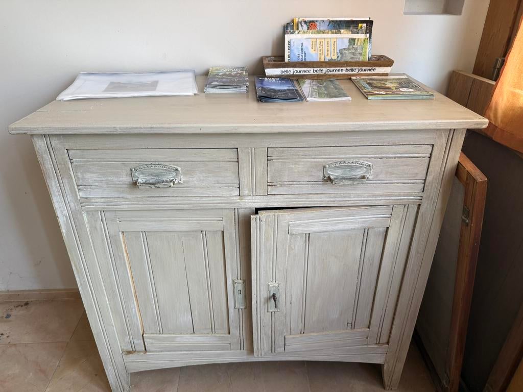 Petit buffet / meuble de rangement style campagne chic, 25 à 50 cm, Avec porte(s), Enlèvement, Utilisé