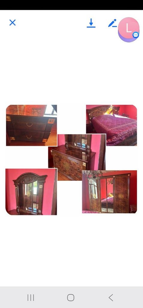 Chambre à coucher italienne avec matelas et sommier.