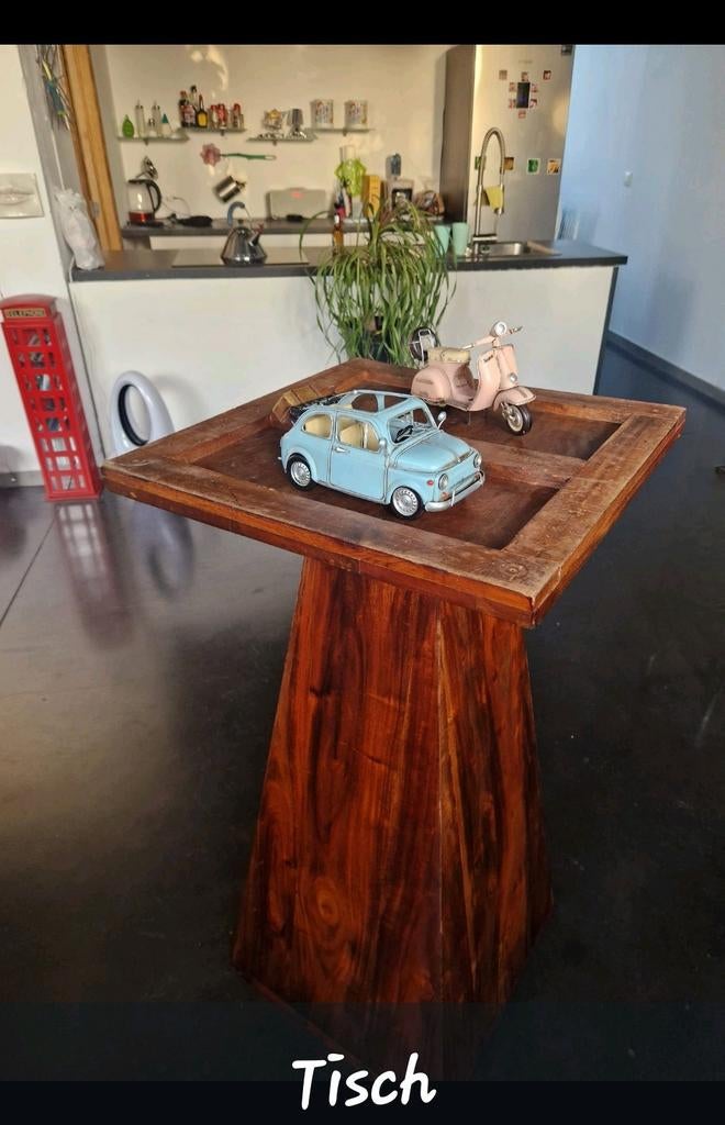 Houten zuil pillaar tafel plantenstaander, Ophalen, Gebruikt