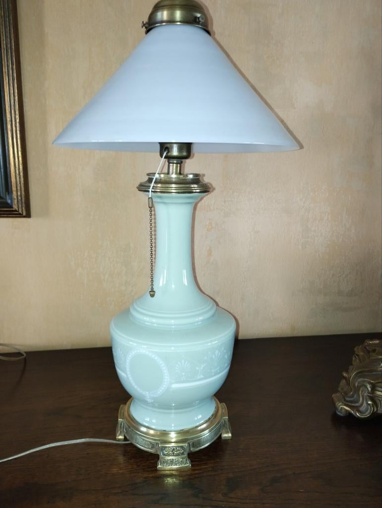 Franse porseleinen celadon lamp 19 e eeuw, Ophalen of Verzenden