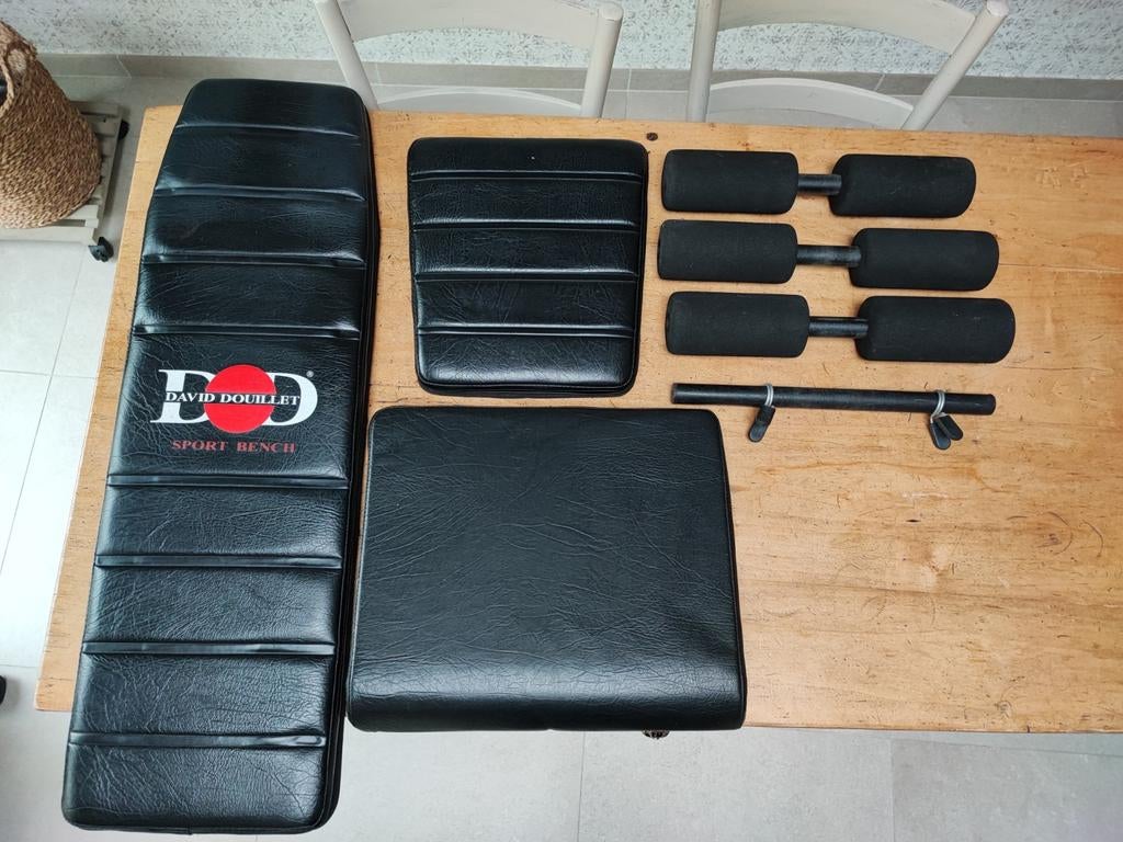 3 x oreiller/ dossier en bois + autres., Enlèvement, Utilisé, Bras, Banc d'exercice