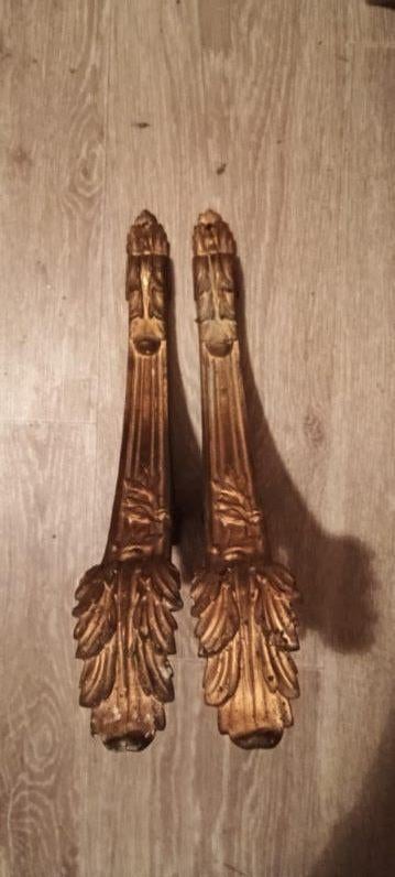 Supports de tringle a rideaux antiques XVIIIs. bronze doré, Enlèvement ou Envoi, Bronze