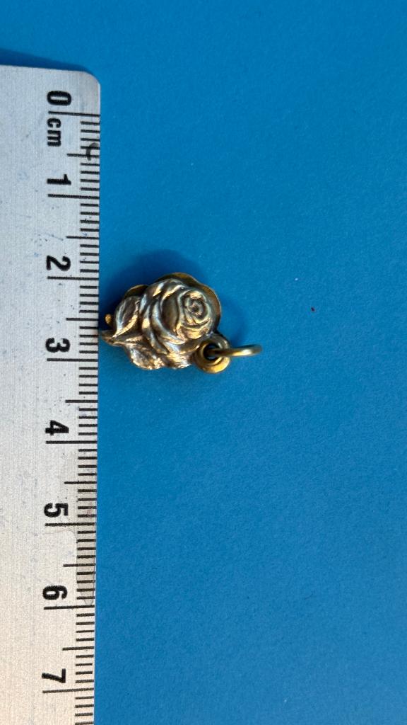 Schuifbedel roos met religieuze afbeelding, Handtassen en Accessoires, Bedels, Overige merken, Overige materialen, Gebruikt, Ophalen of Verzenden