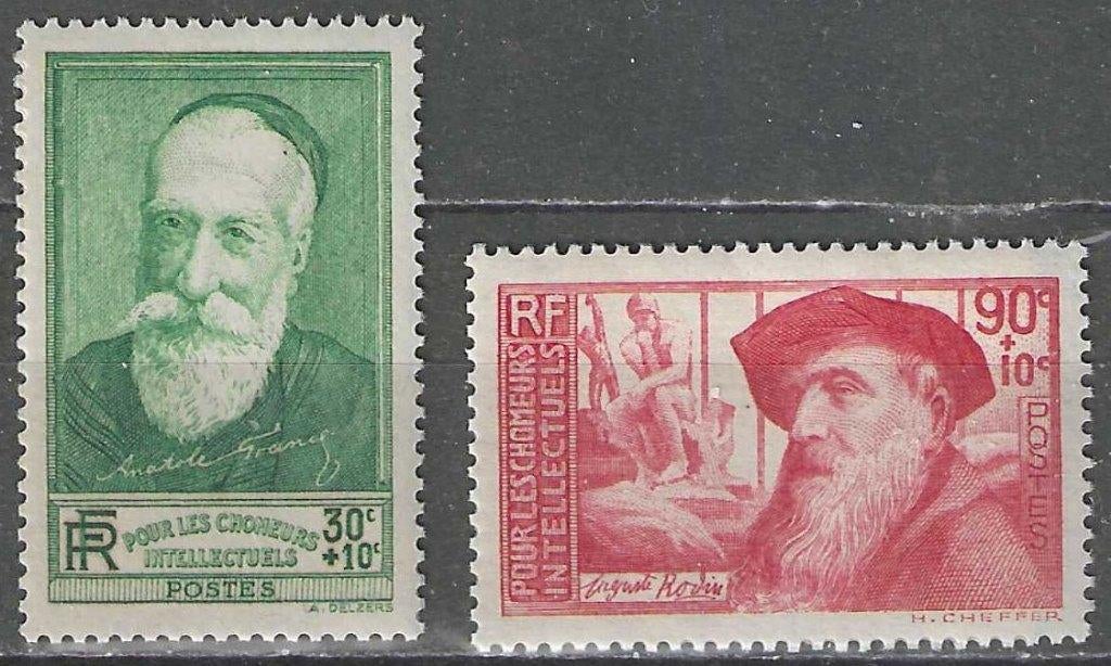 France 1937 - Yvert 343-344 - La France et Rodin (PF), Envoi, Non oblitéré
