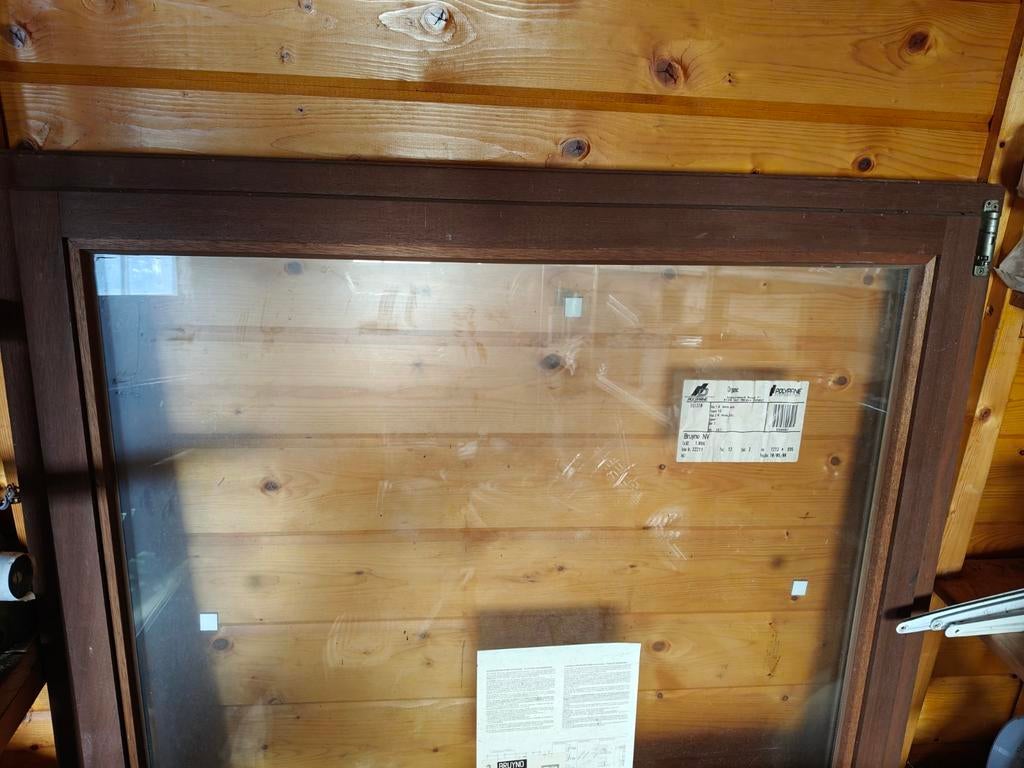 Houten raam dubbel glas Merantihout NIEUW, Ophalen, Gevelraam of Ruit, 80 tot 120 cm, 120 tot 160 cm