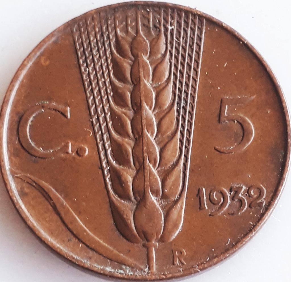 ITALIË: ZEER MOOIE 5 CENTESIMI 1932 KM 59 better date, Postzegels en Munten, Munten | Europa | Niet-Euromunten, Ophalen of Verzenden