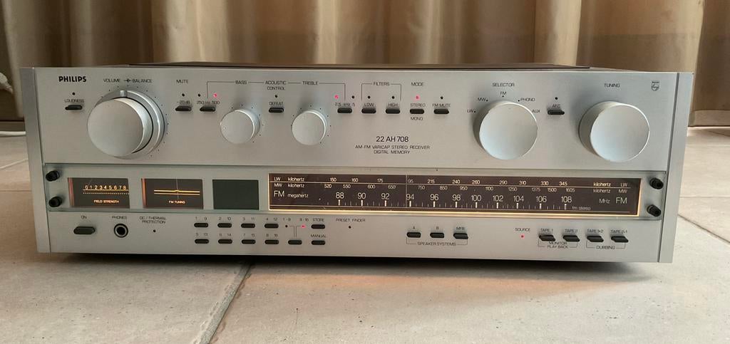 Philips 22AH708 vintage stereo receiver, Enlèvement, Utilisé, Stéréo, Autres marques