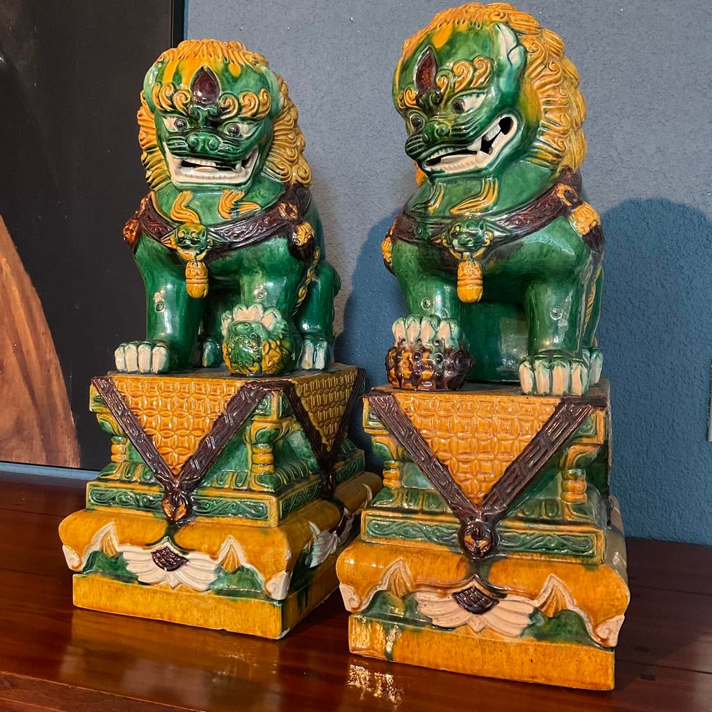 Tempelleeuwen set Chinese Sancai Foo Dogs 47 cm Chinees, Ophalen