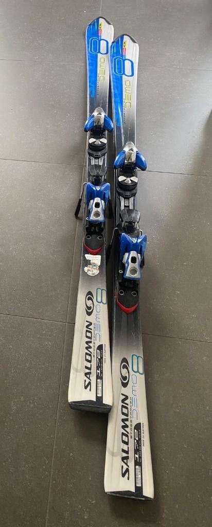 Salomon blauw/witte streetracer ski's, Sport en Fitness, Skiën en Langlaufen, Ophalen, 160 tot 180 cm, Gebruikt, Salomon