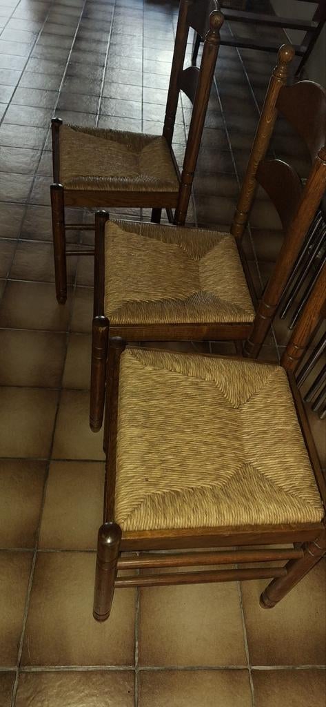 4 chaises en chêne avec sièges en osier, Maison & Meubles, Enlèvement