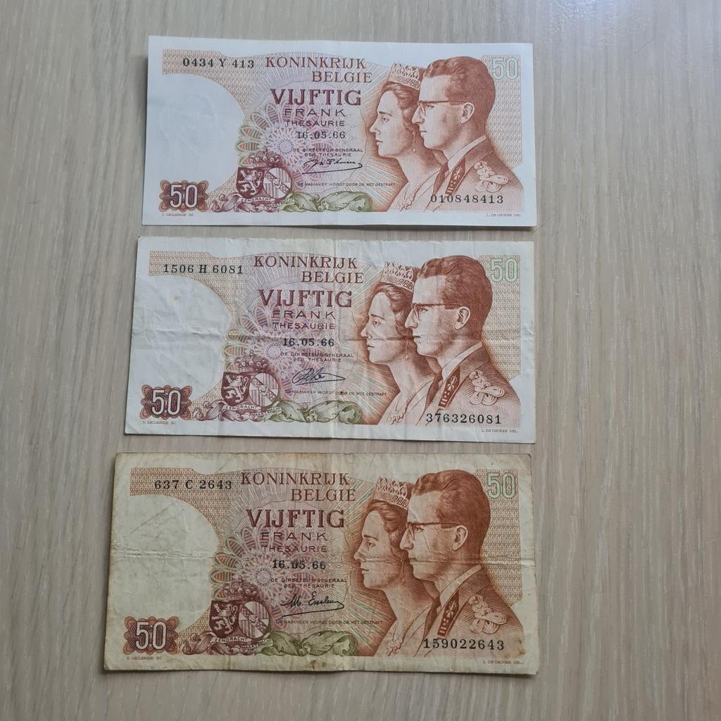 De 50 francs Belgique  3 Billets, Enlèvement ou Envoi
