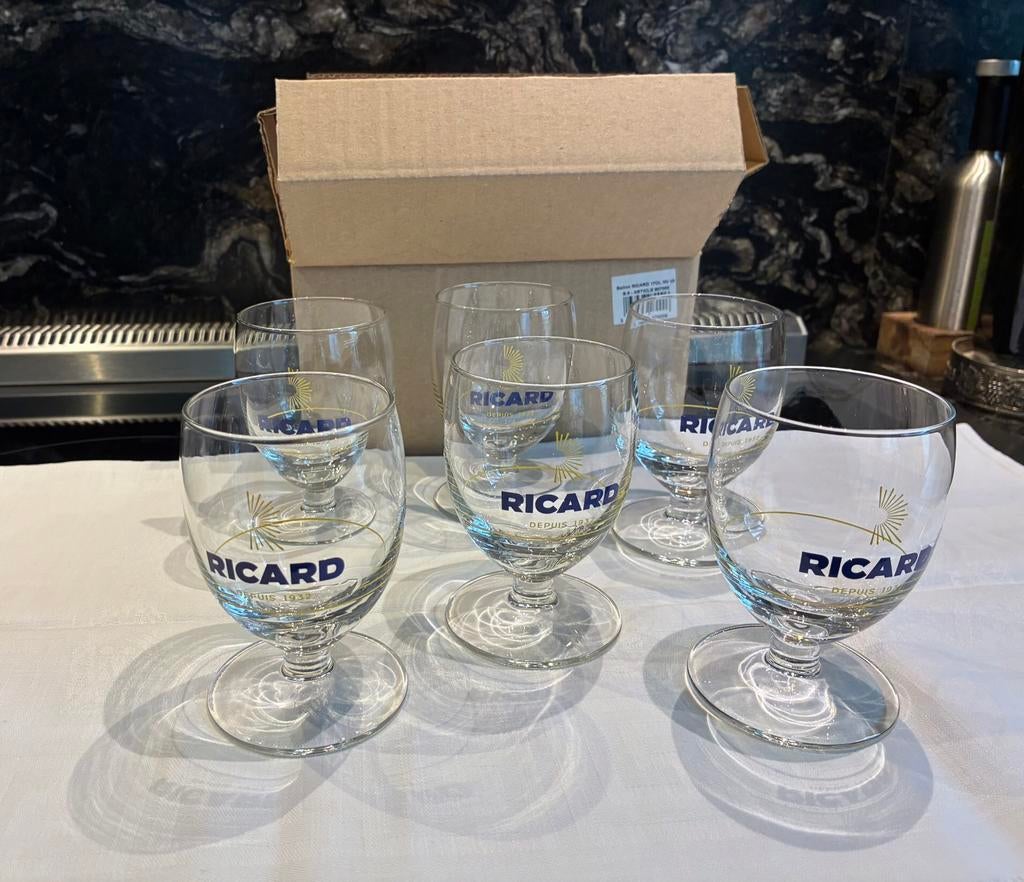 Zes Ricard glazen., Verzamelen, Glas en Drinkglazen, Ophalen of Verzenden, Nieuw