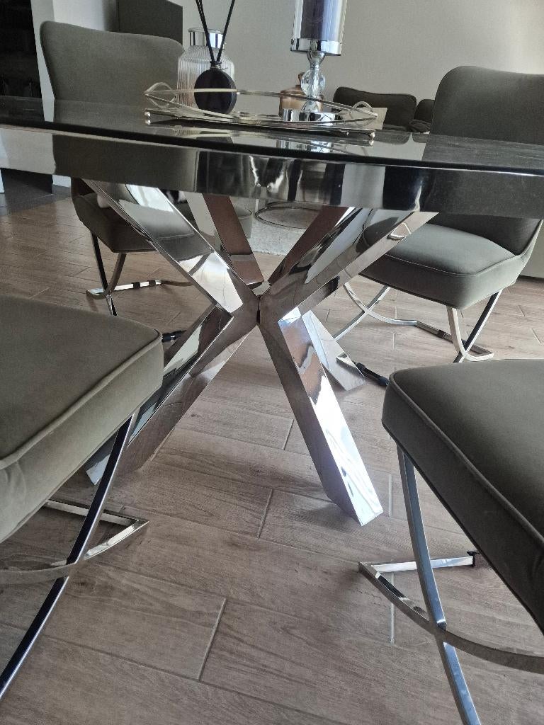 Table à manger en bois avec 4 chaises, Enlèvement, Comme neuf