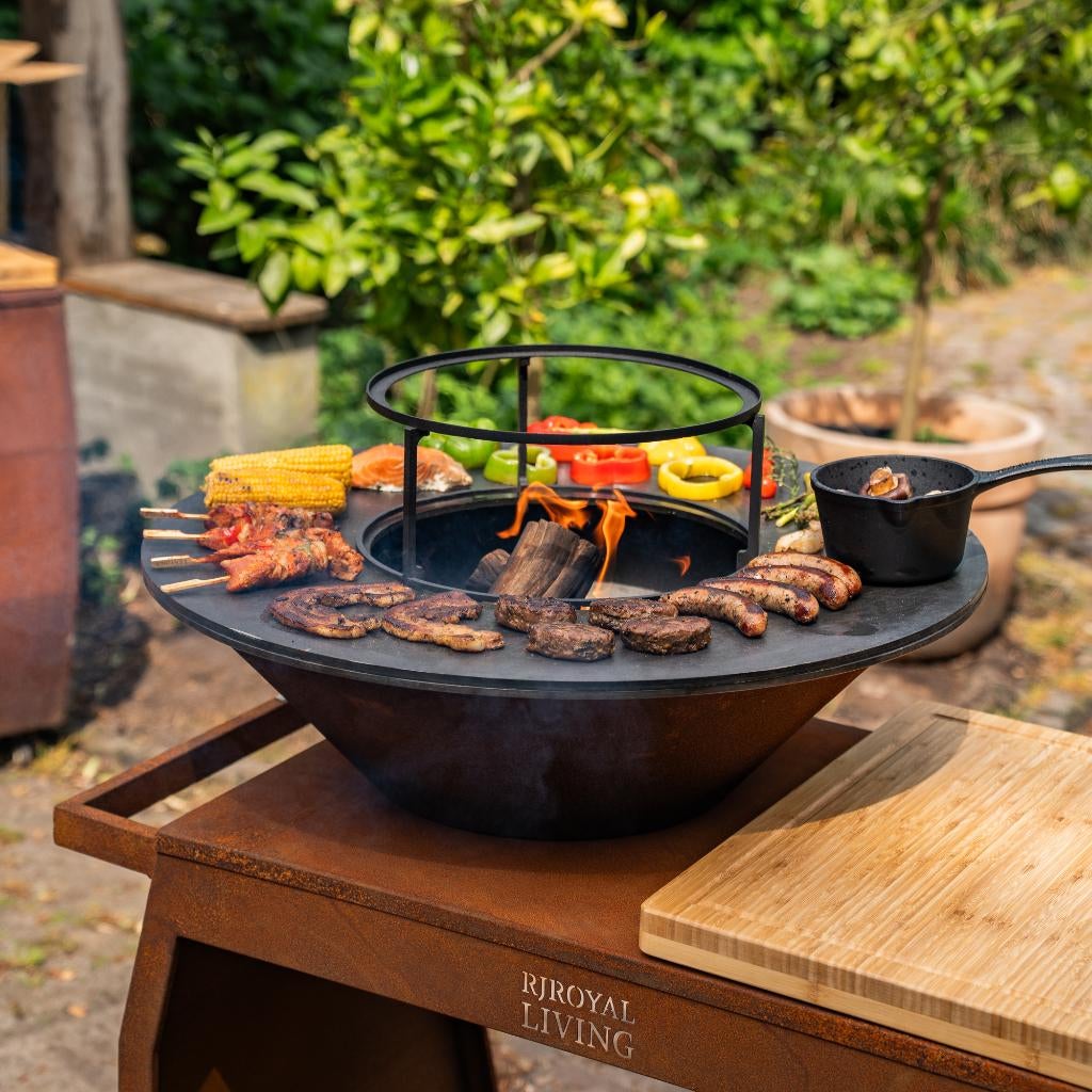 Plancha BBQ Big Jack 3.0 Cortenstaal met 80cm bakplaat Nieuw, Ophalen of Verzenden, Nieuw, RJRoyal Living, Met accessoires