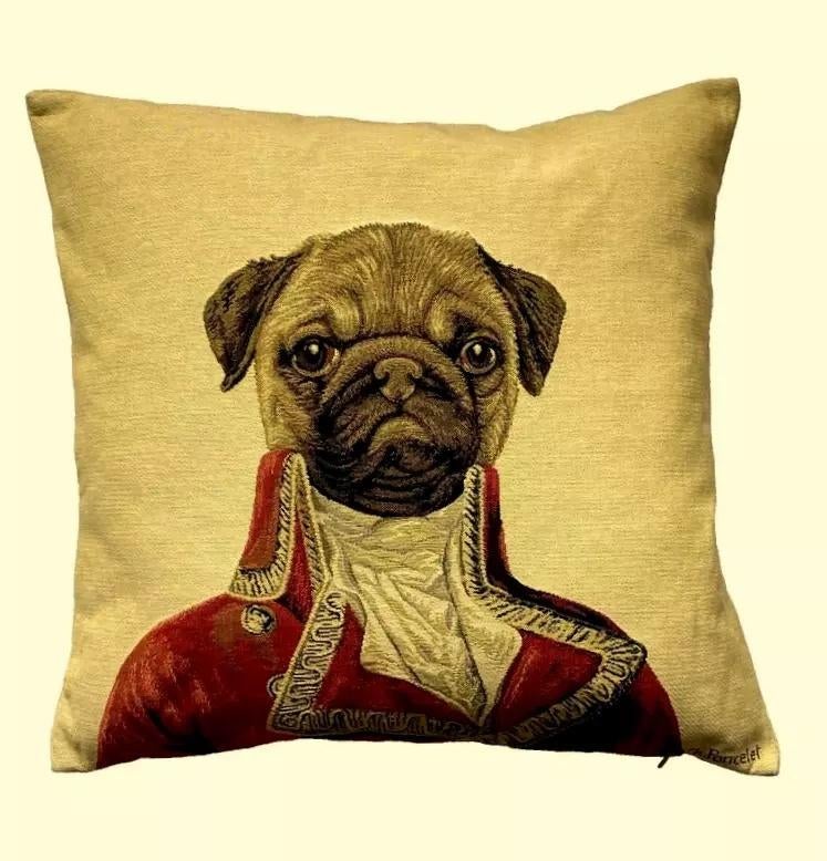 Housse de coussin Mr Montague PUG par Thierry Poncelet., Enlèvement ou Envoi, Neuf, Carré