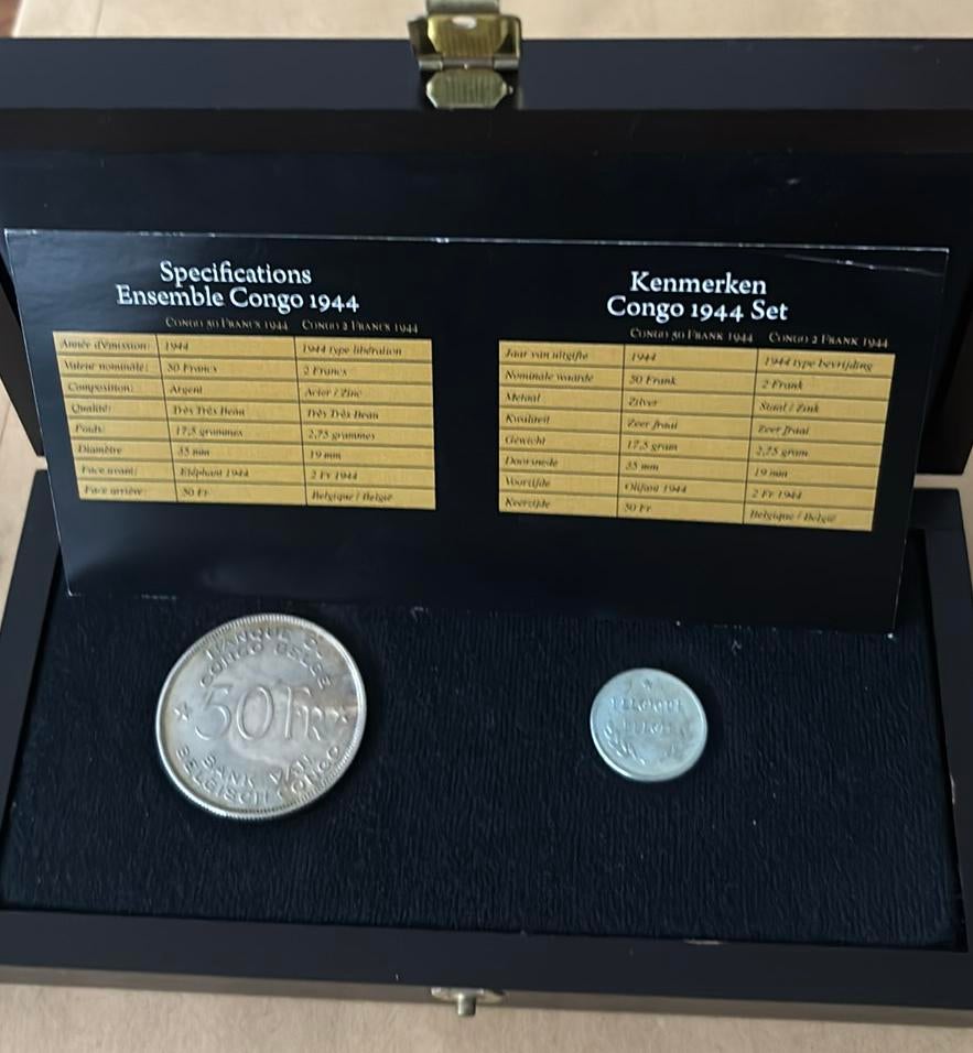 Rare , coffret Congo Belge 1944, Timbres & Monnaies, Enlèvement ou Envoi, Argent, Argent