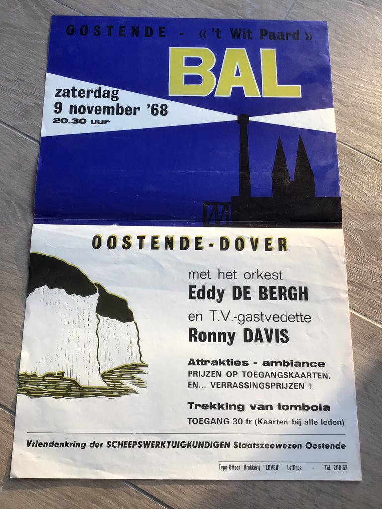 Affiche Oostende 1968 ‘t Wit Paard, Verzamelen, Ophalen of Verzenden