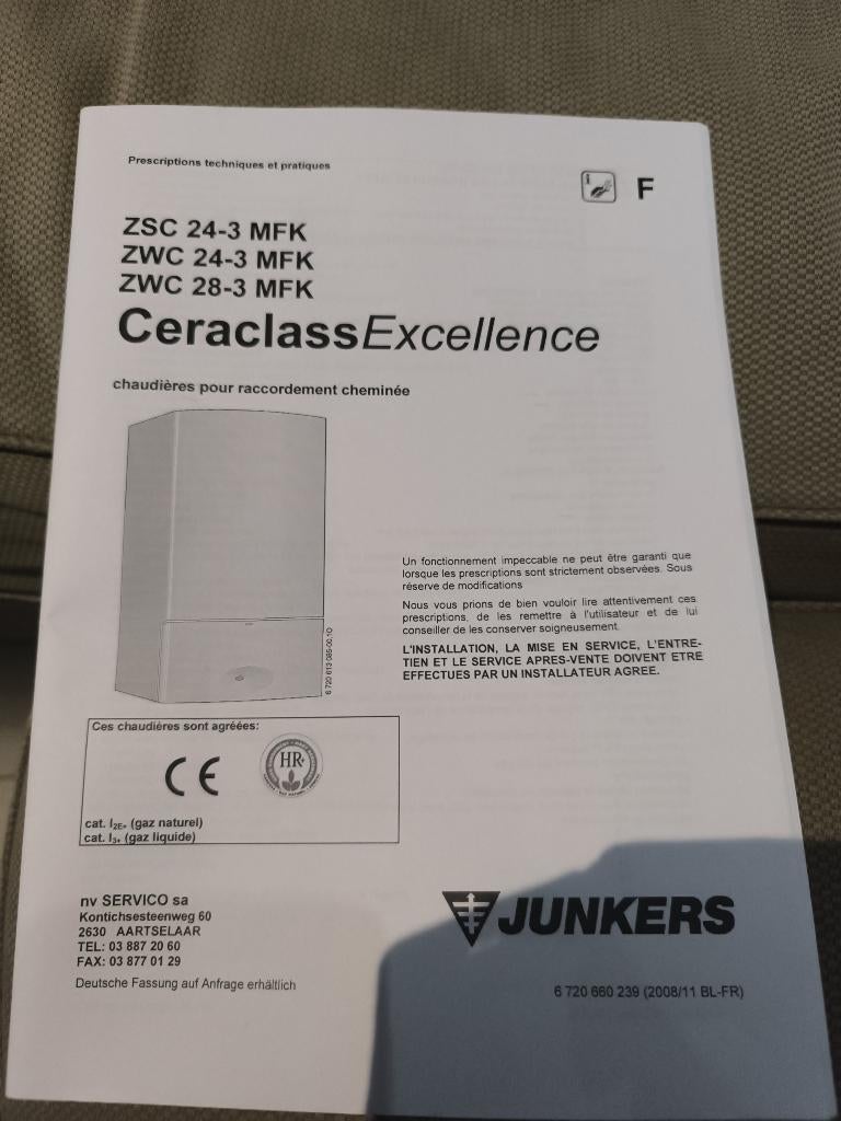 Chaudière Individuelle murale Junkers - Tirage naturel, Bricolage & Construction, Moins de 60 cm, Enlèvement, Utilisé, 80 cm ou plus