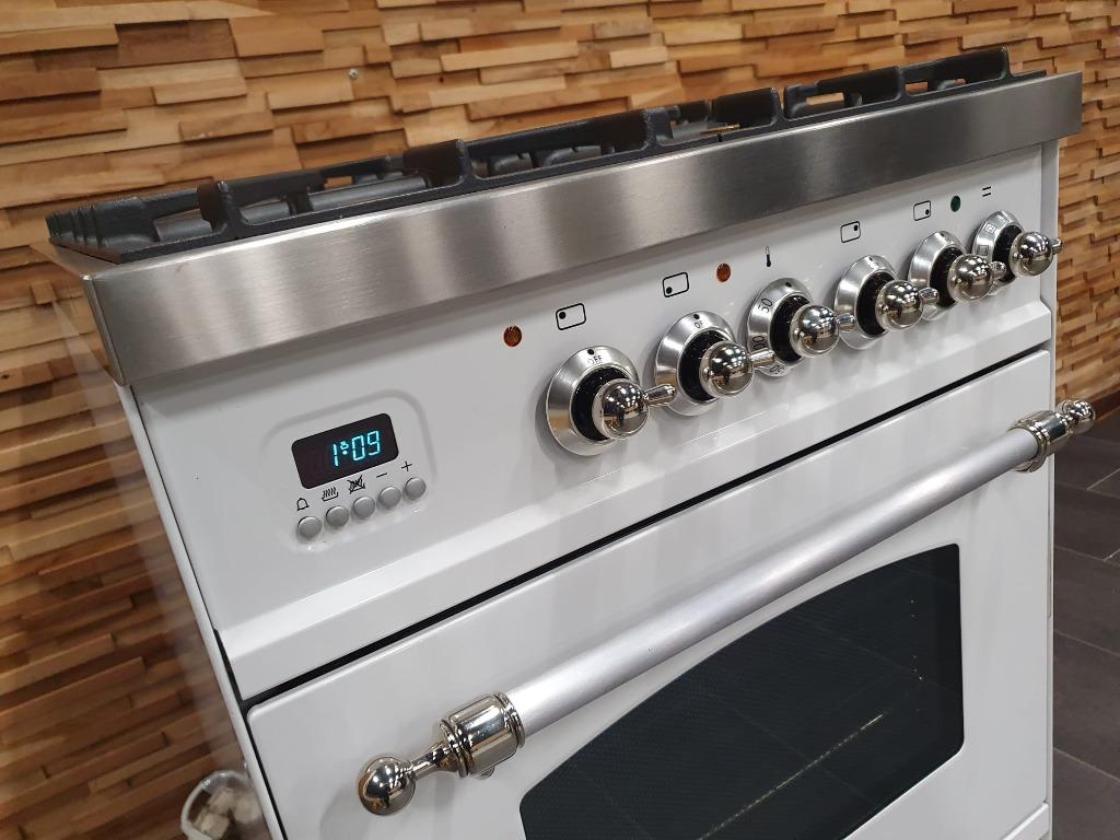 🔥Luxe Boretti Fornuis 60cm hoogglans wit & rvs 4 pits, Elektronische apparatuur, Fornuizen, Zo goed als nieuw, Energieklasse A of zuiniger