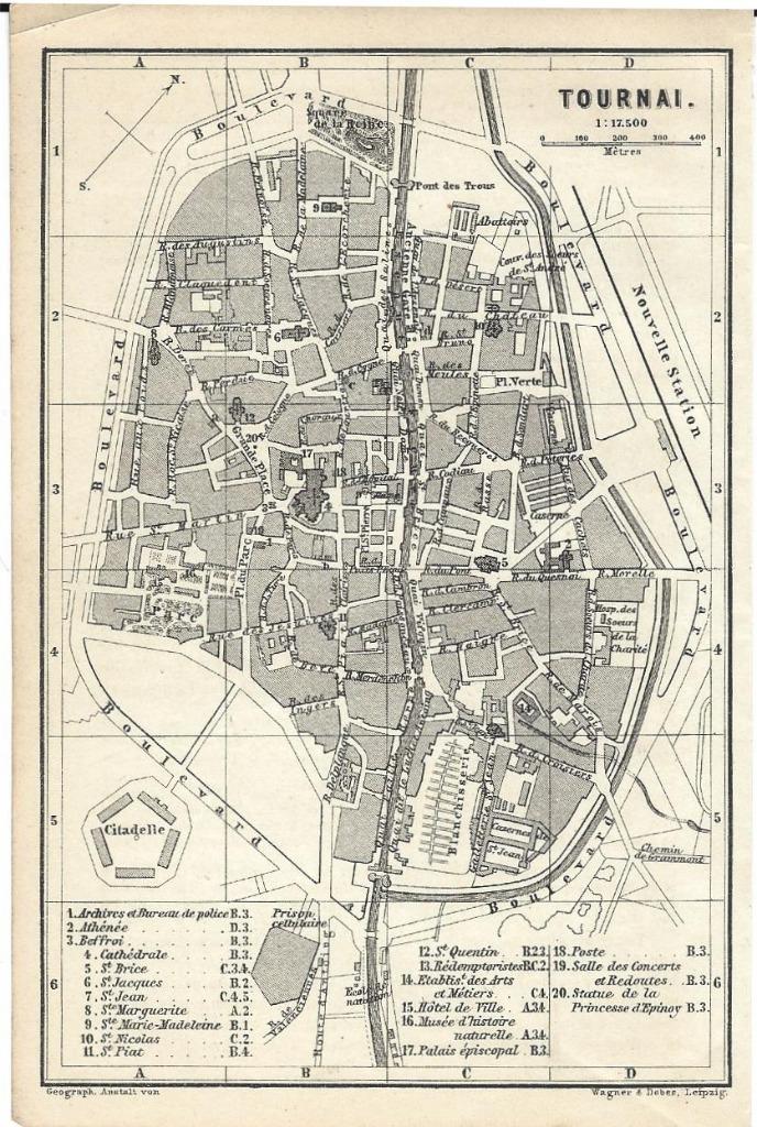 1878 - Tournai / plan de la ville, Boeken, Atlassen en Landkaarten, Ophalen of Verzenden