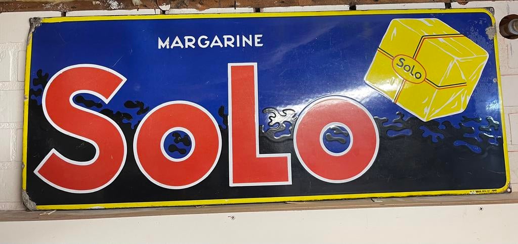 Solo margarine emaille bord 1940 (98 op 39), Verzamelen, Ophalen of Verzenden, Zo goed als nieuw