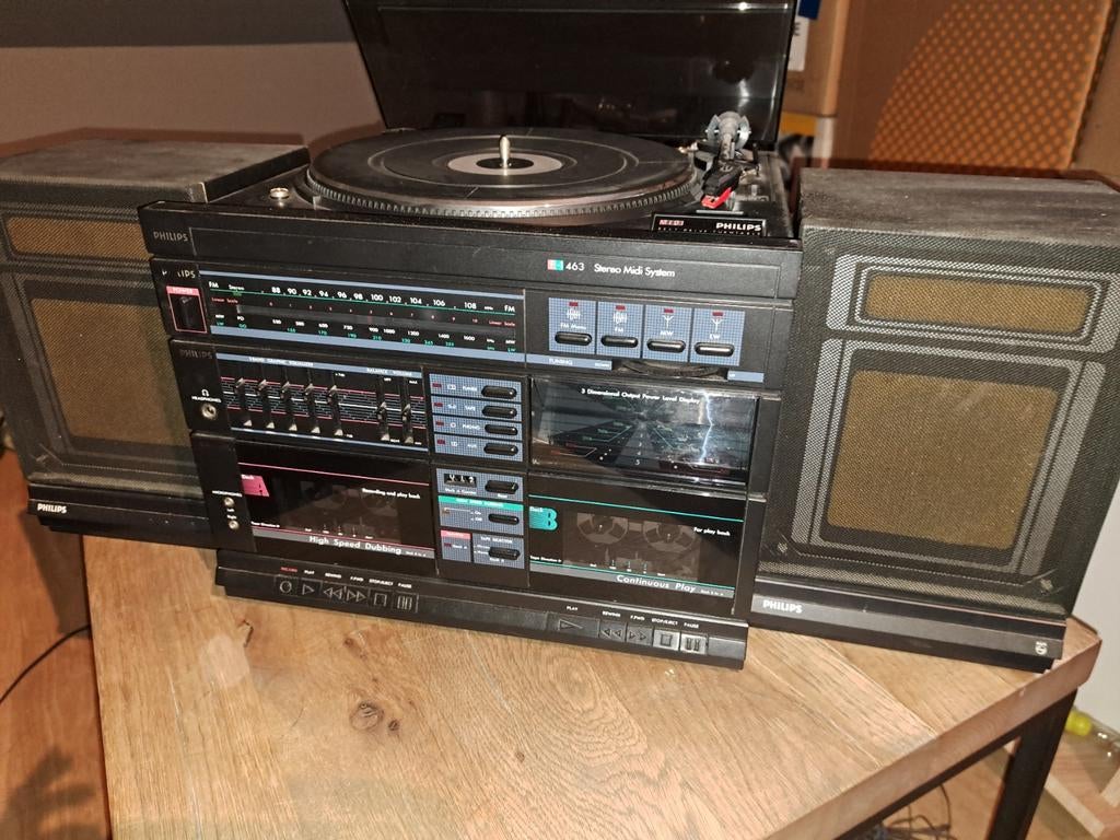 Lecteur LP Phillips + double cassette avec 2 haut-parleurs à, TV, Hi-fi & Vidéo, Enlèvement